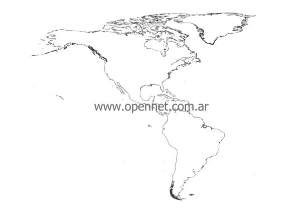 Mapa de américa en blanco y negro A3