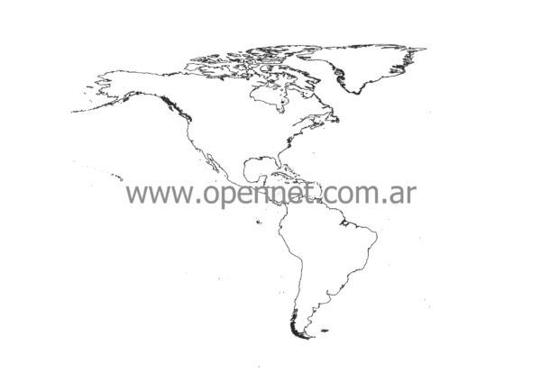 Mapa de américa en blanco y negro A4