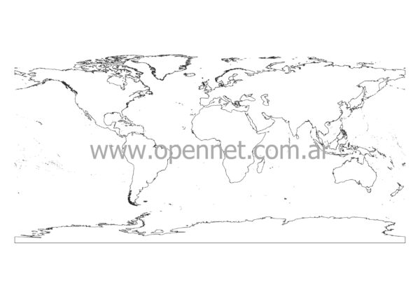 Mapa del mundo en blanco y negro A3