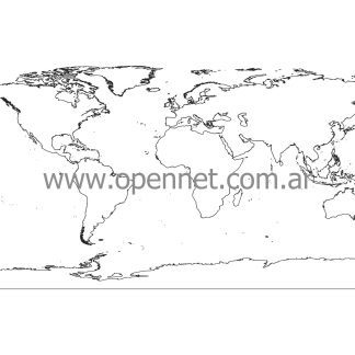 Mapa del mundo en blanco y negro A4