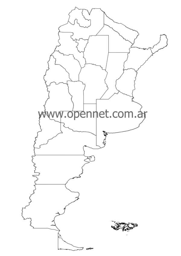 Mapa de Argentina en blanco y negro A4